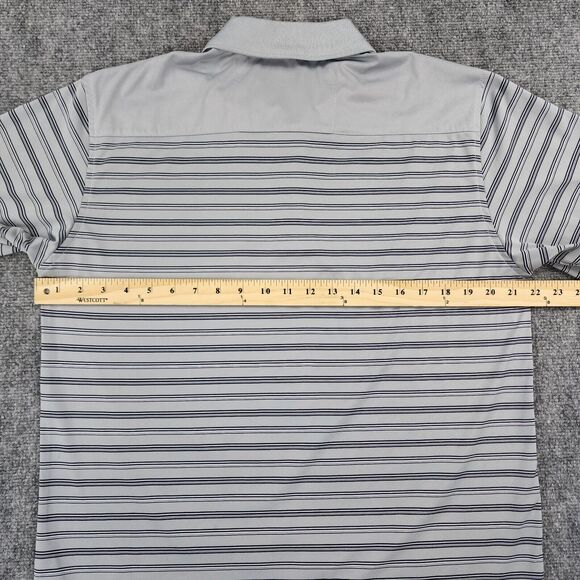 Spyglass Pebble Beach Shirt Mens Medium Gray Striped Golf Polo Performance - Picture 4 of 14